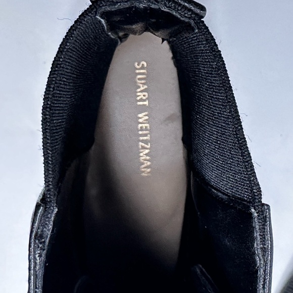 NWOB Stuart Weitzman Black Leather Lodge Zip Ankle Black Boots, Size 8 - Picture 6 of 8